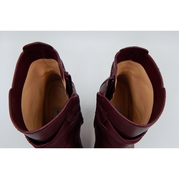 Jimmy Choo Mitchel 100 Wine Burgundy Leather Ankle Boots Booties Women Size 37.5 - Picture 15 of 15